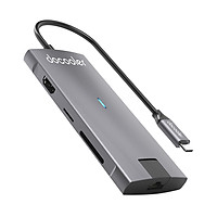 docooler 8-in-1 Multifunctional Aluminum Alloy Type-C Hub Type-C to Type-C USB3.0 HD Converter Adapter with TF SD Card