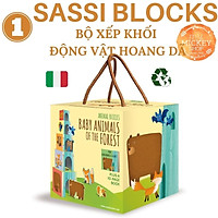 BỘ XẾP HÌNH KHỐI chính hãng Sassi có 2 mẫu chủ đề Động Vật Animals Blocks cho bé từ 1 tuổi