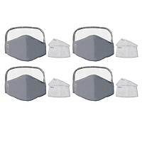 4x Cotton Face Mask Reusable Cycling Mask Safety Protection Eye Mask - Gray