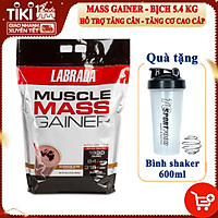 Thực phẩm hỗ trợ Tăng cân Tăng Cơ Muscle Mass Gainer 5.4 Kg của Labrada + Tặng kèm Bình lắc (Màu ngẫu nhiên) 600ml