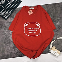 áo thun i love you bear phom rộng chất cotton