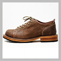 Giày Da Nam Cổ Thấp Màu Nâu Da Sáp MONKEY REDWING Mũi Tròn Bảo Hành 1 Năm