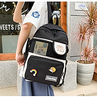 Balo nữ đi học thời trang chống nước kèm sticker kiểu dáng Hàn Quốc