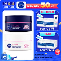 Bộ Đôi Kem Dưỡng Ngày Và Đêm Nivea Chiết Xuất Ngọc Trai Giúp Dưỡng Trắng Và Se Khít Lỗ Chân Lông (Kem Dưỡng Ban Ngày 50g - 82335 & Kem Dưỡng Ban Đêm 50g- 86740)
