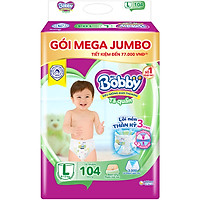 Tã quần Bobby Mega Jumbo L104 - Lõi nén thần kì 3mm - Siêu mỏng khô thoáng bất ngờ