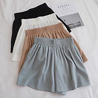 Quần short nữ,quần đùi nữ lưng cao cạp chun 2 túi thật chất lụa
