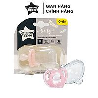 Ty ngậm silicon siêu nhẹ cho bé Tommee Tippee Ultra Light 0-6 tháng (vỉ đơn) - Hồng