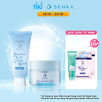 Bộ sữa rửa mặt dạng gel dịu nhẹ và Mặt Nạ Ngủ Cấp Ẩm Chuyên Sâu Senka (Senka Perfect Gel Gentle Wash và Senka Deep Moist Gel Cream 50G)