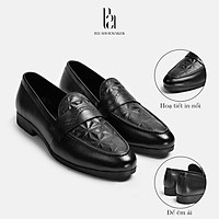 Giày Da Bò Công Sở Đế Độn Cao Su 3cm Giày Lười Nam Cao Cấp Tăng Chiều Cao Phong Cách Vintage Lịch Lãm Full Box