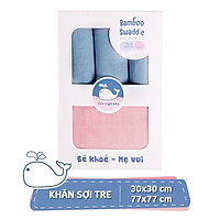 Khăn sữa cho bé Lovingbaby-Siêu thấm hút-Mềm mịn-An toàn cho da bé_set 1 khăn 77x77cm và 3 khăn 30x30cm
