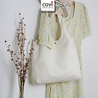 Túi tote đeo vai đeo chéo, túi vải canvas,vải bố Hàn Quốc có khóa kéo quai vuông, tròn thời trang COVI màu mộc T28