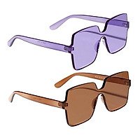 Women Rimless Square Sunglasses Retro Eyewear Sun Glasses Shades 2 Pieces