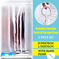 4Pcs Compression Storage Bags Hanging Vacuum Sealed Storage Bags With Hand Pump