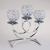 Vintage Christmas Home Holiday Decoration Silver/Gold Crystal Candle Holders with 3 Arms Candelabra for Wedding Dining Coffee Table Decoration