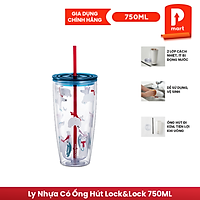 Ly Nhựa Có Ống Hút Lock&Lock HAP507BLU 750ml - Màu Xanh Nước Biển