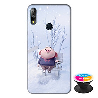 Ốp lưng điện thoại Asus Zenfone Max Pro M2 hình Heo Con Trượt Tuyết tặng kèm giá đỡ điện thoại iCase xinh xắn - Hàng chính hãng