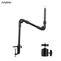 Andoer ST-01 Flexible Foldable Desk Mount Stand Metal Bracket with 1/4 Inch Screw Ballhead Adapter 3kg Load Capacity for