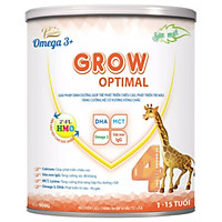 Sữa bột Omega 3+ Grow Optimal phát triển chiều cao, trí não, tăng cường hệ cơ xương vững chắc cho trẻ 1-15 tuổi Hộp 900g
