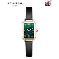 Đồng hồ nữ mặt vuông dây da LolaRose thiết kế thanh lịch thời trang đá malachite may