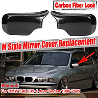 Carbon Look M Style Side Door Mirror Cover Cap For BMW E46 E39 Sedan 1998-2005