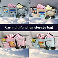 Multifunction Pu Car Sun Visor Storage Bag Auto Glasses Ticket Documents Folder Mobile Phone Organizer