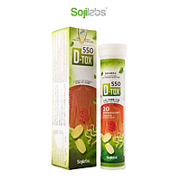 Viên Sủi Hỗ Trợ Vi Sinh Đường Ruột D-TOX 550 giúp nhuận tràng giảm táo bón, hỗ trợ giảm nhiễm ký sinh trùng đường ruột, ổn định hệ tiêu hoá - Hộp 20 viên