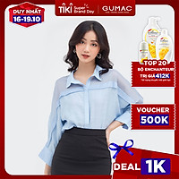 Áo sơ mi nữ GUMAC AB831 giấu nút màu xanh hàn quốc đẹp