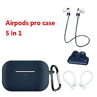 Earphone Protective Case for AirPods Pro Soft Silicone Shell+Carabiner+Anti-lost Strap+Ear Hook+Watch Buckle
