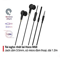 Tai nghe nhét tai jack 3.5mm Hoco M58 dây tròn cao cấp có micro dài 1.2M cho Smartphone ( 2 màu ) - Hàng chính hãng