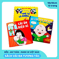 Sách vải giáo dục đầu đời cho bé - Bộ 3 sách: Bé cảm thấy thế nào?, Nhà tớ có những ai?, Cái ôm diệu kỳ. Kích thước 18x18cm, 12 trang. Giáo dục bé về cảm xúc - gia đình, CHÍNH HÃNG Lalala Baby, Made in Việt Nam