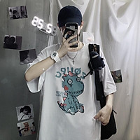 Áo phông nữ nam unisex tay lỡ thun form rộng teen cổ tròn oversize cotton giá rẻ basic đen trắng tee pull KHỦNG LONG