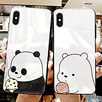 Ốp kính cường lực cặp đôi gấu Dành Cho iphone 6 s plus 7 8 plus Xr X s max 11 11 pro max 12 mini 12 pro max se2
