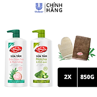 Combo 850g (chai) x2 Sữa tắm Lifebuoy Detox và Bảo vệ khỏi vi khuẩn : Matcha & Khổ qua, Dầu Tràm trà & Muối hồng
