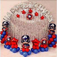 Combo bong bóng chúc mừng sinh nhật cho bé trai - Siêu anh hùng - Captain American - Có rèm và đầy đủ phụ kiện