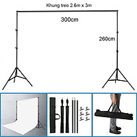 Khung giá treo phông nền chữ U chụp ảnh, quay video lookbook, ảnh cưới, livestream kích thước 2,6*3m, kèm Phông nền 