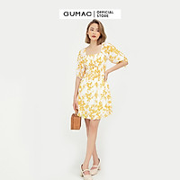 Đầm dáng xòe nữ thiết kế nhún ngực kết hợp họa tiết GUMAC DB545