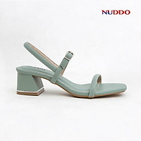 Giày sandal nữ cao gót NUDDO gót vuông 5 phân quai ngang dây mảnh kiểu dáng thời trang Hàn Quốc đẹp cao cấp