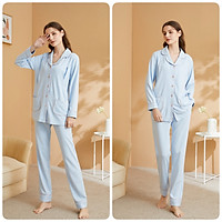 Bộ Quần Áo Sau Sinh Cho Bé Bú Cotton Úc, Hàng Đẹp Cao Cấp, Mềm Mịn, Thoáng Khí, Thấm hút mồ hôi, Thiết kế phong cách Pháp đơn giản, thanh lịch, phóng khoáng, mở áo 2 bên cho bé bú kín đáo và tiện lợi, Dây điều chỉnh kích cỡ vòng bụng, màu xanh, Mã KH01X