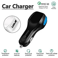 QC 3.0 5V/9V/12V Single-port USB Car Charger Smart Protection Black