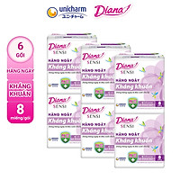 Combo 6 Băng Vệ Sinh Diana Sensi Hàng Ngày Kháng Khuẩn 8 Miếng/Gói