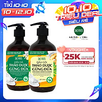 Bộ dầu gội thảo dược gừng dừa Cocayhoala hỗ trợ trị gàu, giảm nấm ngứa, dung tích 440g/chai- 95% thành phần từ gừng tươi hữu cơ còn nguyên xơ gừng, hỗ trợ trị rụng tóc, kích thích mọc tóc vượt trội