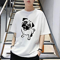 HXẢ HÀNG FREE_SHIP Áo thun tay lỡ chó Pug đáng iêu Áo Unisex