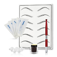 Microblading Kit Eyebrow Tattoo Needle Pen Set with Tattoo Pigment Practice Skin Ring Cups for Permanent Eyebrow Makeup