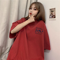 Áo Thun Đỏ Ngắn Tay Phong Cách Hồng Kông