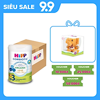 Thùng 4 lon sữa bột dinh dưỡng công thức HiPP 3 Organic Combiotic chất lượng hữu cơ tăng cường sức khoẻ hệ miễn dịch, bổ sung Canxi và vitamin D dành cho trẻ trên 12 tháng tuổi (4 lon x 800g)