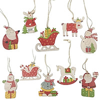 5pcs Multi Style Wood Craft Christmas Wooden Pendants Ornaments Kids Gift DIY Xmas Tree Ornament Christmas Party Decorations