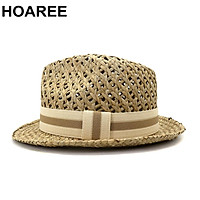 Hoaree Nam Nữ Ống Hút Hat Phong Cách Anh Quốc Trilby Nón Đi Biển Mùa Hè Tay Đan Khoét Hở Cổ Unisex Porkpie Jazz nón Lưỡi Trai