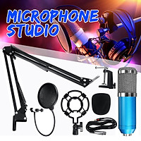 Professional Condenser Microphone Kit Studio Recording Broadcasting+Studio Shock Mount -- Black / Blue