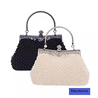 Ví cầm tay dự tiệc đính ngọc, clutch dự tiệc dáng cao sang trọng