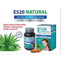 VIÊN UỐNG BỔ SUNG VITAMIN E - ĐẸP DA - MỜ NÁM - SÁNG DA - E520 NATURAL BỔ SUNG VITAMIN E400, COLLAGEN, SỮA ONG CHÚA, NHA ĐAM TỰ NHIÊN - LỌ 30 VIÊN